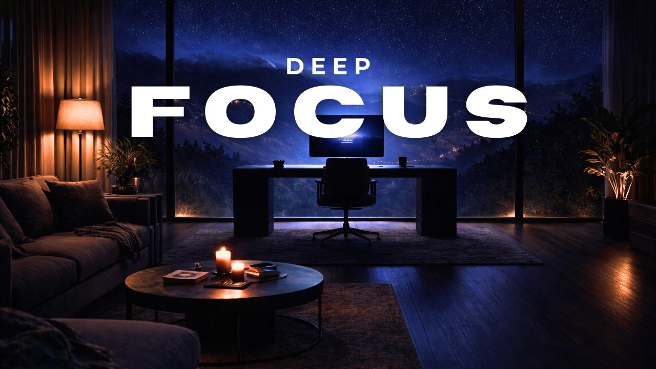 DEEP WORK 🌙 | Focus Music for Productivity, Coding and Study in a Calm Night Workspace