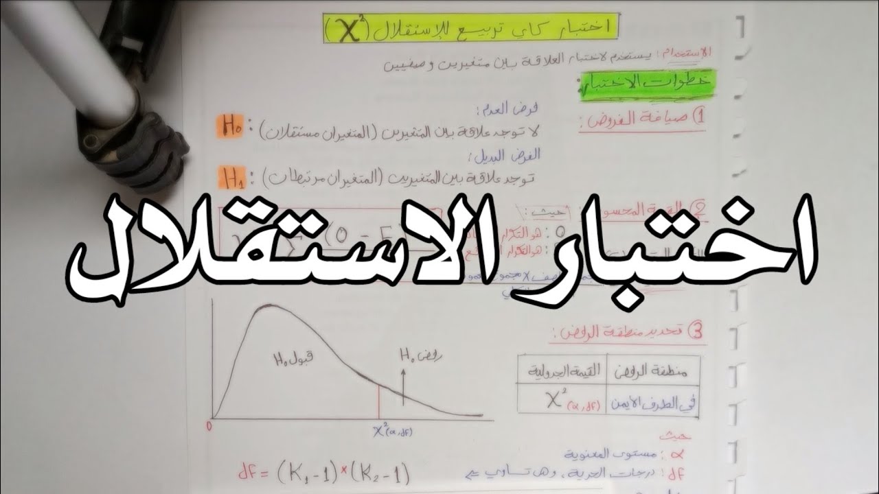 اختبار مربع كاي (X²) للإستقلال | الباب الرابع | إحصاء تطبيقي