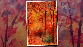 Landscape autumn, watercolor / Landschaft Herbst, Aquarell / Рисуем осенний пейзаж акварелью Landscape autumn, watercolor / Landschaft Herbst, Aquarell / Рисуем осенний пейзаж акварелью