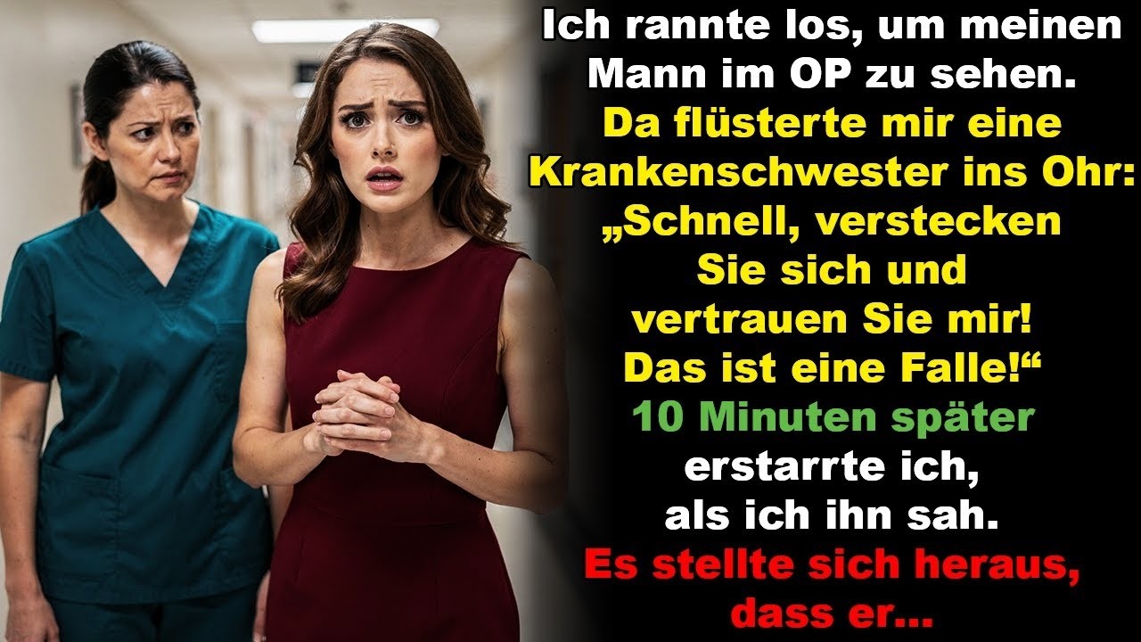 Als ich die Tür zum Operationssaal aufreißen wollte, packte mich eine Krankenschwester und flüsterte: „Verstecken Sie sich, das ist eine Falle.“ Ich gehorchte, und durch den Türspalt sah ich...
