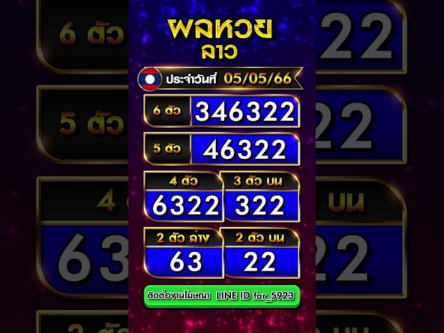 ผลหวยลาววันนี้  05/05/2566 #หวยลาว#ตรวจหวยลาววันนี้ #ผลหวยลาวล่าสุด class=