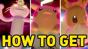 How To Get GIGANTAMAX Meowth GIGANTAMAX  Pikachu & GIGANTAMAX Eevee in Pokemon Sword and Shield!