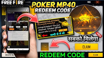 Free Fire Yellow Poker MP40 Redeem Code| Free Fire Redeem Code Today | 31 AUG Redeem Code Free Fire
