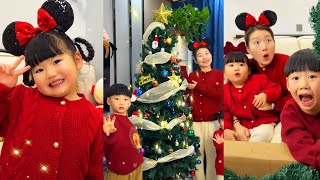 Xiaobao Xiaoding DIY ต้นคริสต์มาสครั้งแรก🎄จัดอย่างระมัดระวัง! บรรยากาศดีมากใช่ไหม [Papa Jia ครูอนุ