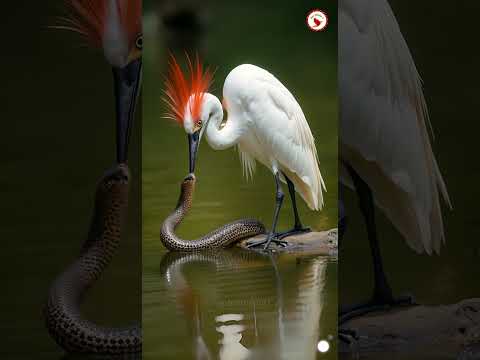 OMG😱 A heron bird eating a snake. #birds #birdslover #wildlife #shorts