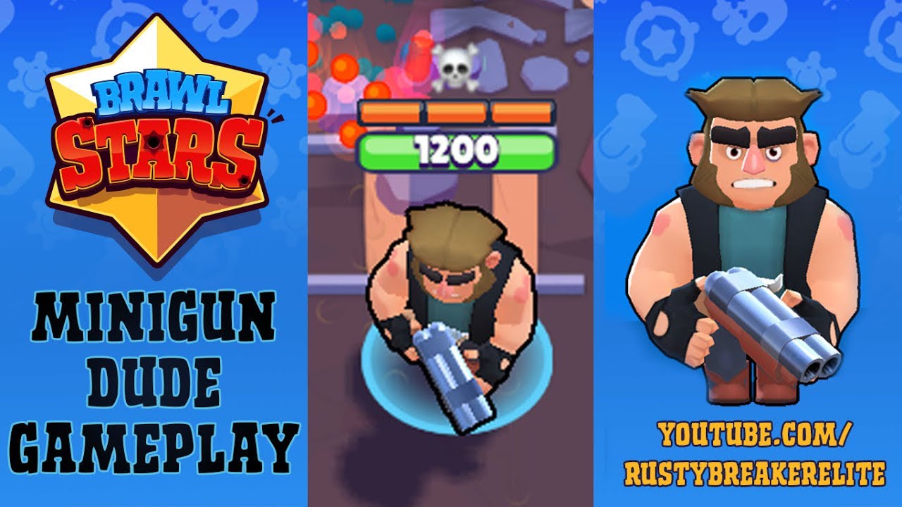 Brawl Stars Gameplay Minigunner Machine Gun Dude Novo Personagem Youtube - brawl stars personagen shelly