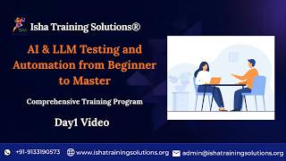 AI & LLM Testing Day1 On 14th May 2026.Pls contact or WhatsApp us on +91-9133190573 to enroll.