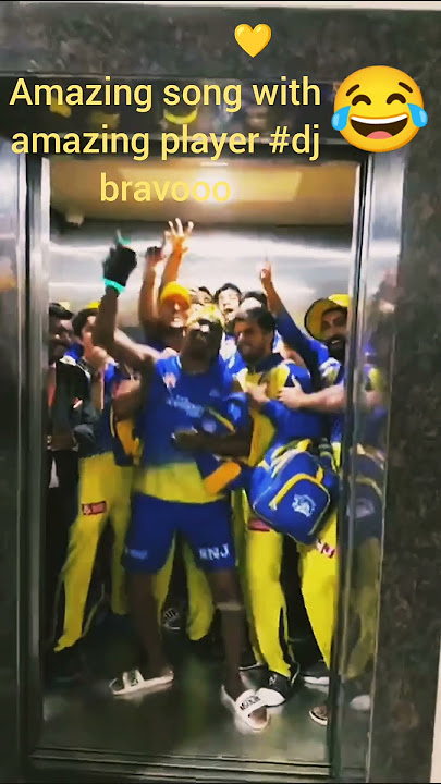 #numberone song with amazing player #djbravo in the lift dance with #dhoni and whole csk team.