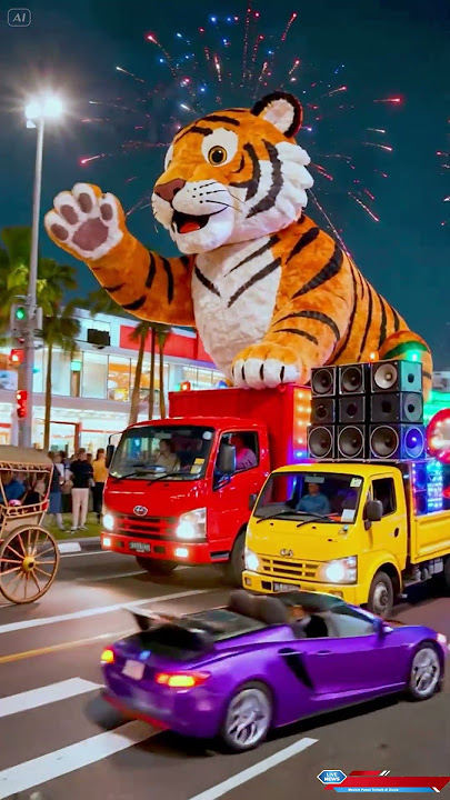 karakter harimau raksasa parade takbir keliling  #takbiran #idulfitri #parade #animation #tiger