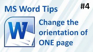 MS Word: how to change the orientation of ONE page