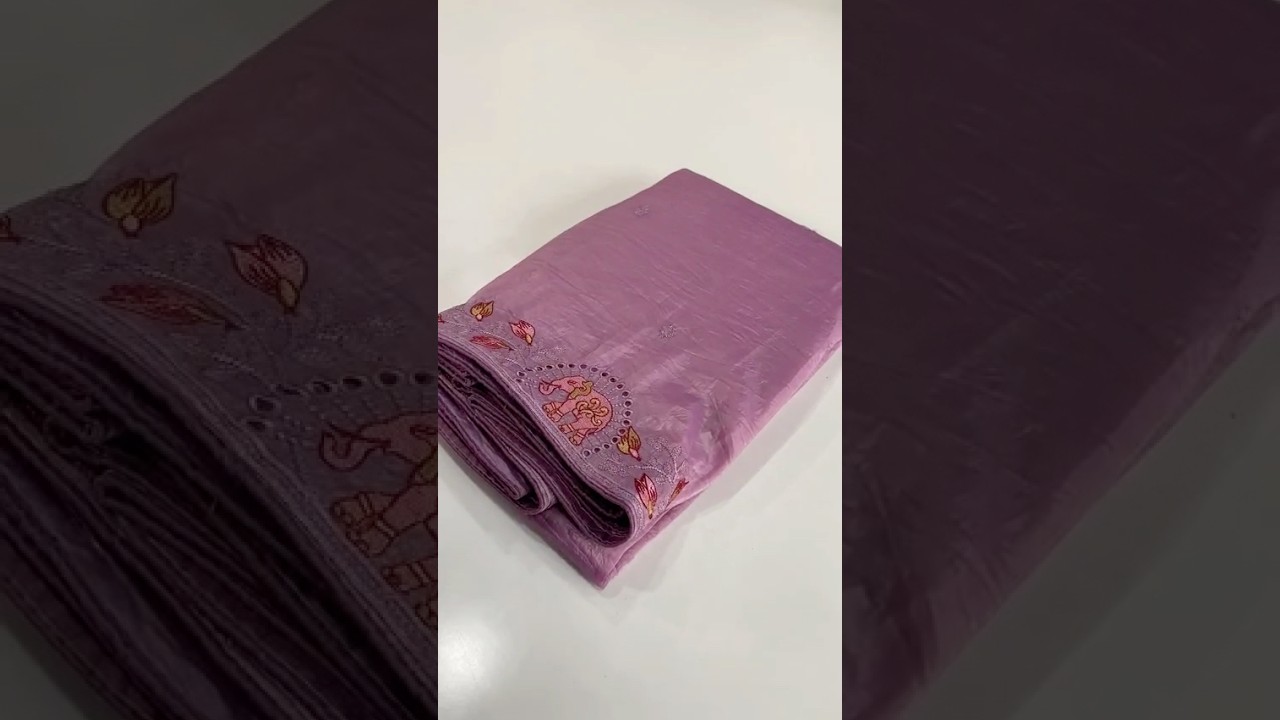 Pure Crush Silk Embroidery Cutwork Border Saree