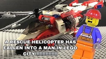 A RESCUE HELICOPTER HAS FALLEN INTO THE MAN IN LEGO CITY!!!!!!!!!! (With Actual LEGOS!)