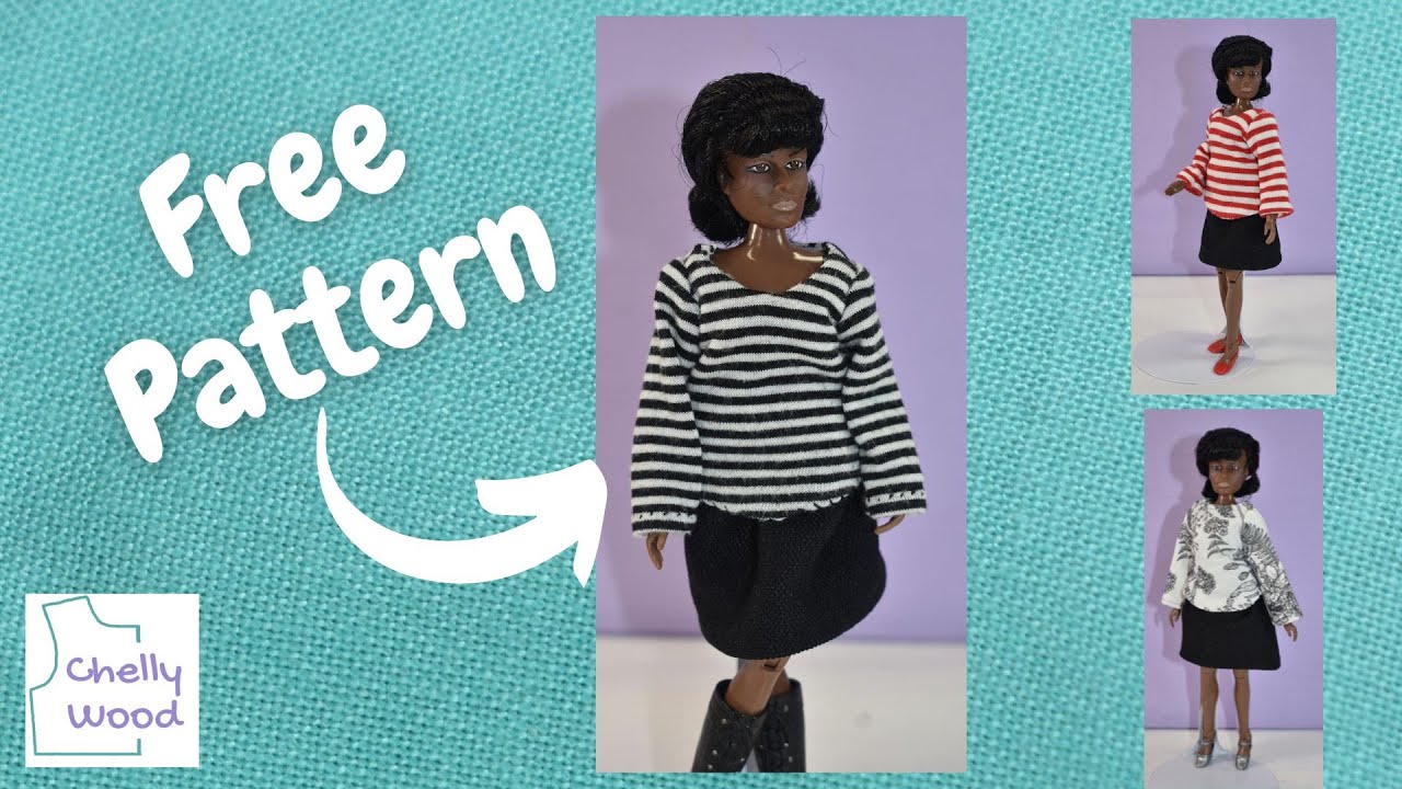 Free Doll Clothes Patterns: How to Make a Long-Sleeved Shirt for 8 Inch ...