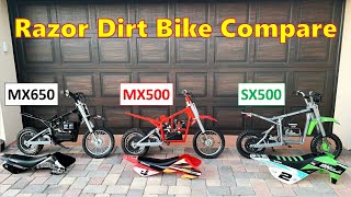 Compare Razor MX650 vs MX500 vs SX500  disassembled