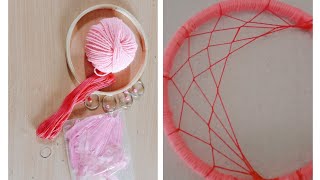 DIY: How to Make Moon Dream Catcher //Crescent Moon Dream catcher //simple  wall Hanging//