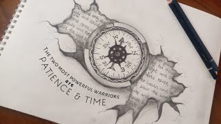 how to draw a compass/Unique drawing idea/Amazing sketching technique/Easy drawing for beginners/