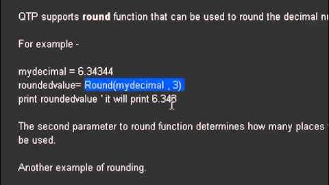Round function in QTP