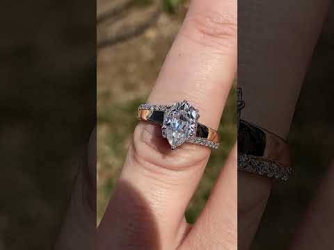 Round Brilliant Moissanite & Diamond Bypass Engagement Ring, 0.23ct ring video