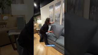 I have never seen a removable cushion on a leather sofa like this before!
