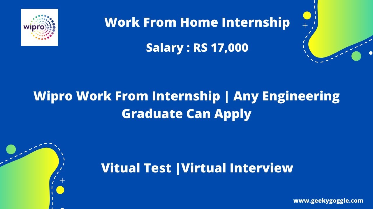 Wipro Work From Home Recruitment | Wipro internship 2021 | Wipro WFH job 2021 | Off-campus 2021