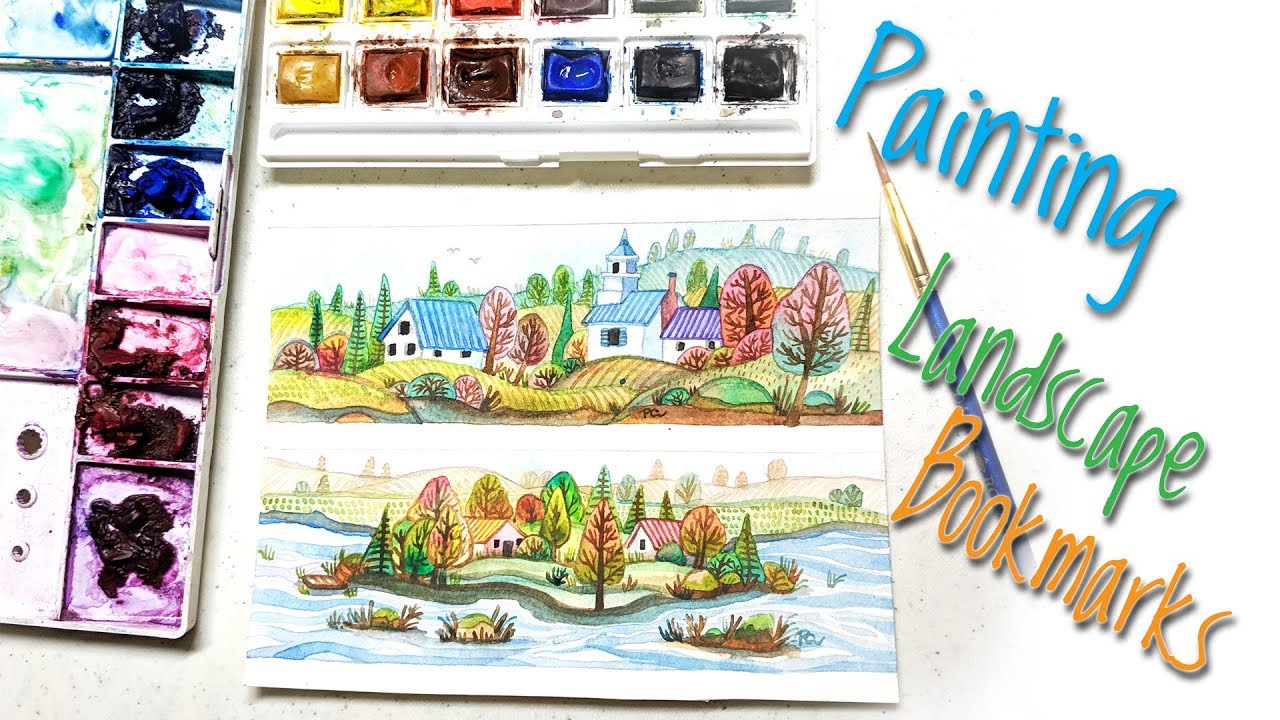 DIY Painting Mini Landscape Watercolor Bookmarks