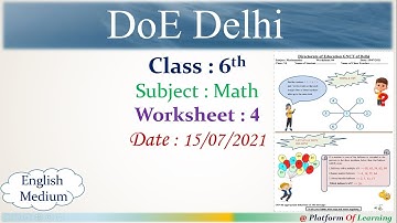 Class 6 Math Worksheet 4 English Medium 15/7/2021 | DoE Delhi Worksheet