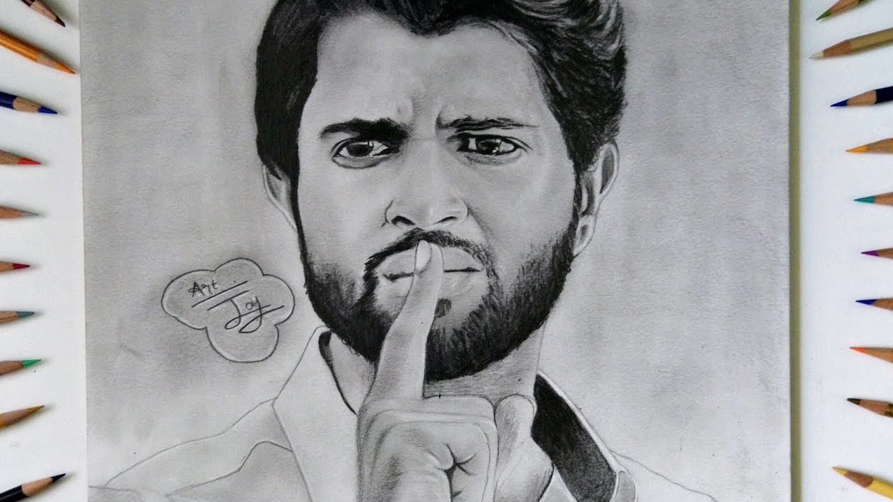 Vijay devarakonda step by step pencil Drawing ( PART 1) YouTube