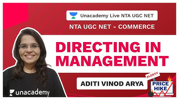 NTA UGC NET | Directing in Management | Commerce | Aditi | Unacademy Live