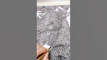 Extreme detail ink drawing - every leaf of an oak tree. #art #inkart