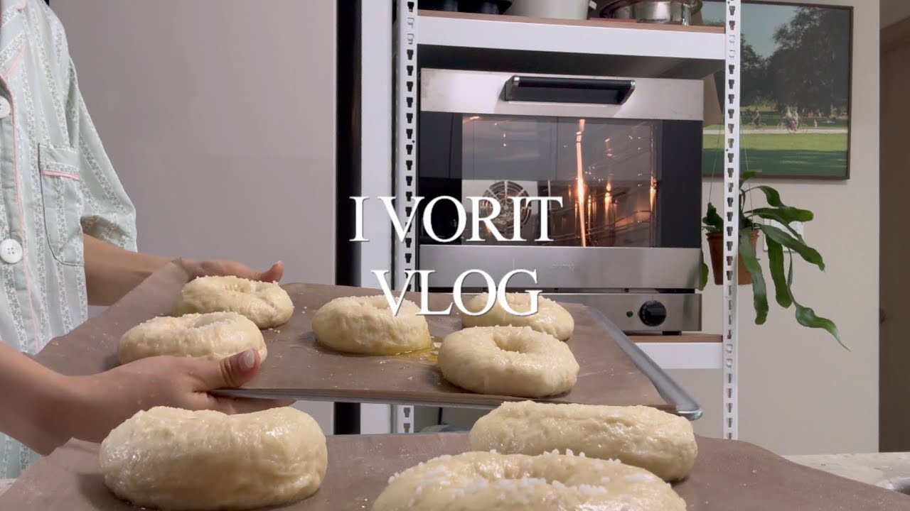 인생 소금베이글 구워 먹는 빵순이 하루🥯🤍 잠봉김밥 만들기, 홈베이킹 일상 Eng)Vlog 