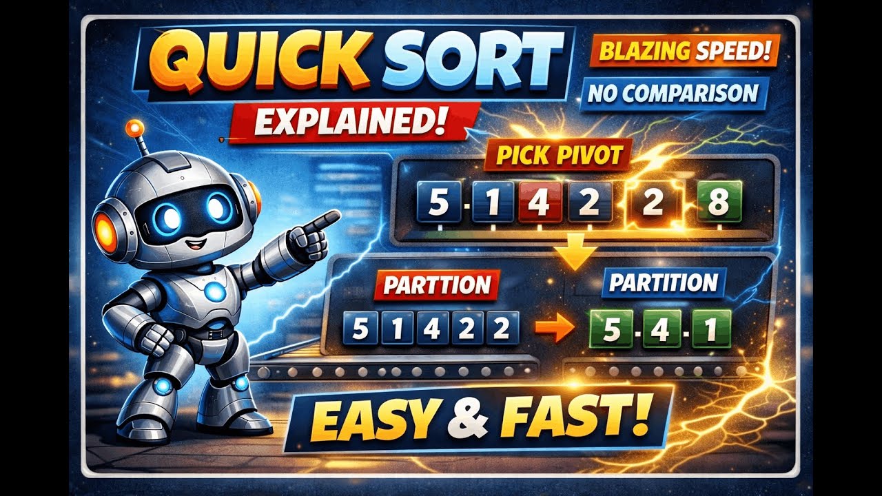 Quick Sort Explained with a Robot 🤖 | Sorting at Lightning Speed ⚡ 