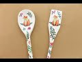 #decoupage Painted wooden spoons - Decoupage wooden spoons - Decoupage tutorial for beginners