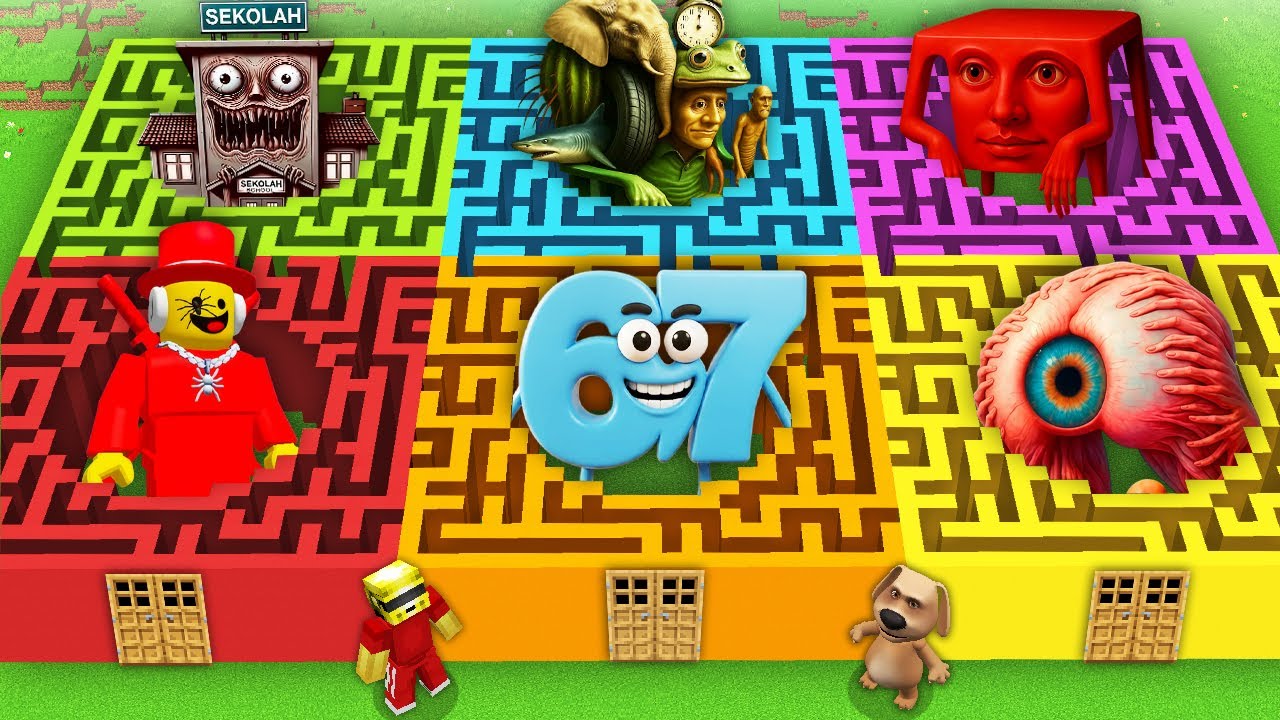 SURVIVAL in ALL MAZE with NEW BRAINROTS | BRAINROT 67 | TOK TOK MATAH | TUNG SAHUR in Minecraft !