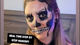 REAL TIME Step by Step Skeleton Makeup EASY FOR BEGINNERS