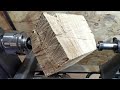 woodturning: an oak cube