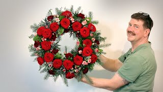 How To Make A Large Red Rose And Carnation Wreath / Floral Ring