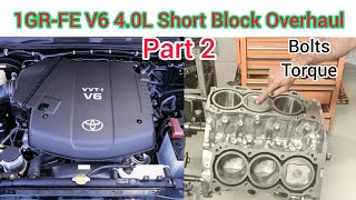 1GR V6 4.0L Engine Short Block Rebuild || piston Rings And Bearings Installation Of Toyota Tundra