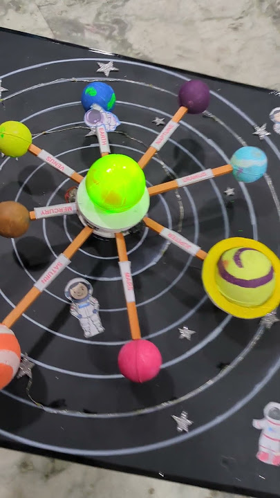 solar system with astronaut with h colorful light