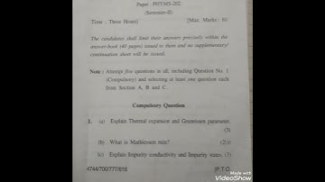 Condensed Matter Physics || Previous year Question paper| Pdf link in the description 📥