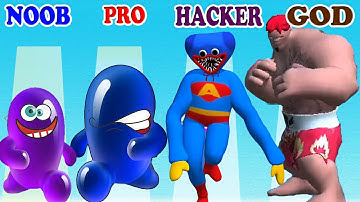 NOOBvsPROvsHACKERvsGOD in Monster Run 3D vs Join Blob Clash 3D 2 Gameplay - Which game do you like?