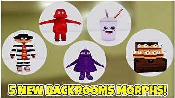 UPDATE 312 🥤 How to get ALL 5 NEW BACKROOMS MORPHS! (GRIMACE SHAKE) - Roblox
