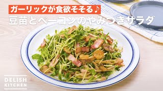 ガーリックが食欲そそる♪豆苗とベーコンのやみつきサラダ　｜　How To Make Mamenae and bacon addictive salad