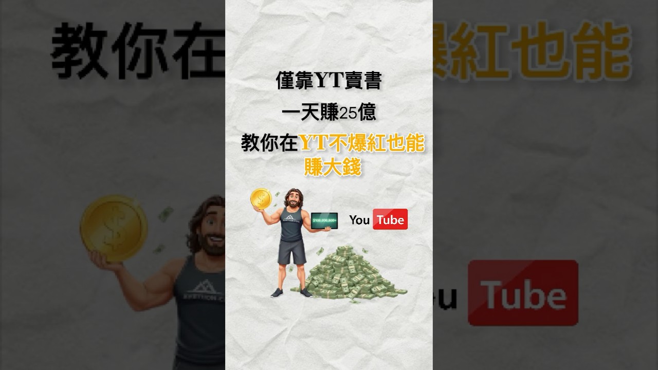 僅靠YT賣書,一天賺25億的人,教你在YT不爆紅也能賺大錢。#youtube #頻道經營 #自媒體 #一日賺25億 #自我成長#小故事 #懸緝 縮圖