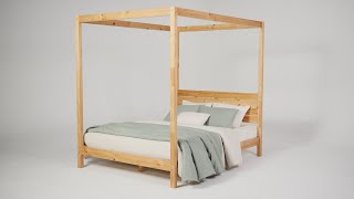 Walker Edison | Product Highlight | Bedroom | Bed Frame | Minimalist Boho Queen Canopy Bed Resimi