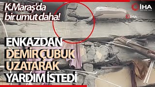 Enkaz Altında Kalan Vatandaş Demir Çubuk Uzatıp, Yardım İstedi