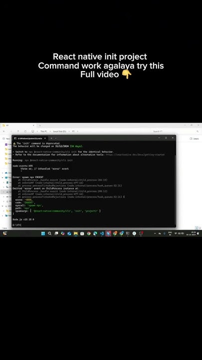 React native init project command work agalaya try this || #reanative ...