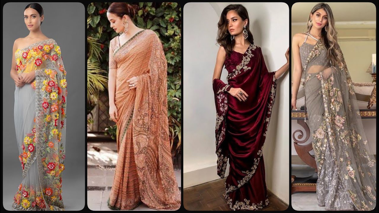 Latest designer saree ideas || New saree trends 2020 || Partywear saree  designs collection 2020/21 - YouTube