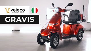 Veleco GRAVIS - scooter per sedie a rotelle a 4 ruote con illuminazione a LED per terreni difficili