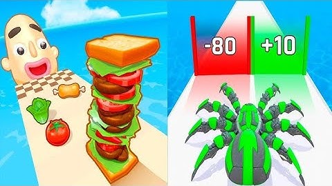 Sandwich Runner VS Anti Spider Run - All Levels SpeedRun Gameplay Android iOS Ep1