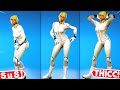 Fortnite thicc whiteout skin showcased with all sus emotes